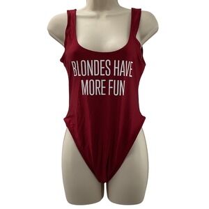 Ravesuits Blondes Have More Fun One Piece Swimsuit Burgundy Red Small NEW